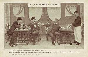 10460358
&copy; David Nathan-Maister
Absinthe versus milk, c 1900.