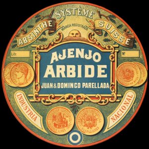 10460361
&copy; David Nathan-Maister
Ajenjo Arbide absinthe label, 1890.