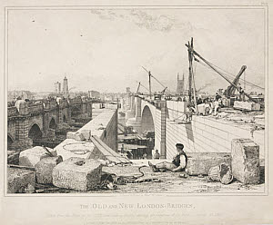 10418074
&copy; Science Museum Pictorial
�The Old and New London Bridges�, 27 August 1830.