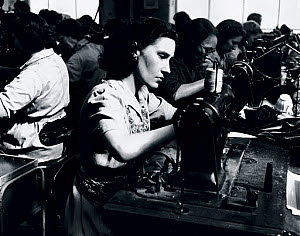 10315378
&copy; NRM British Transport Films
Woman manufacturing shoes, 1950.