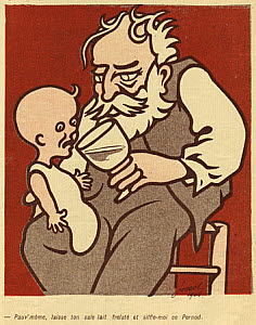 10460382
&copy; David Nathan-Maister
Man giving absinthe to a baby, 1904.