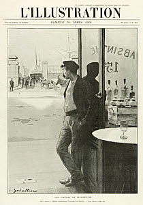 10460393
&copy; David Nathan-Maister
Man standing outside a Marseilles cafe, 1901.