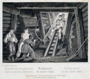 10325194
&copy; Science Museum Pictorial
�Sliding Party in the Under Part', Durrnburg, Austria, c 1850s.