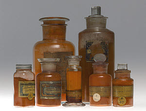 10462314
&copy; Science Museum
Glass bottles of colour dye. England; 1900.