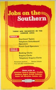 10175700
&copy; NRM - Pictorial Collection
�Jobs on the Southern�, BR(SR) poster, 1959.
