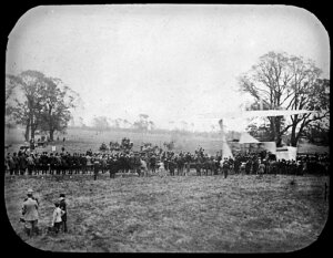 10423905
&copy; Science Museum
The end of a ride on Maxim's flying machine, Baldwin�s Park, Kent, 1894.