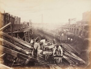 10437907
&copy; Science Museum Archive
Construction of the Metropolitan District Railway, Earls Court, London, c 1867.
