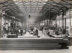 10451608
&copy; National Railway Museum
Sawmill at Doncaster works, South Yorkshire, c 1916.
