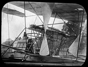 10423910
&copy; Science Museum
Maxim�s flying machine after its �flight� of 31st July 1894.