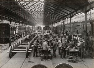 10451613
&copy; National Railway Museum
Carriage repair shop, South Yorkshire, c 1916.