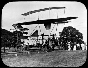 10423915
&copy; Science Museum
Preparing for a ride on Maxim's flying machine, Baldwin's Park, Kent, 1894.