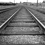 10439716
&copy; NRM British Transport Films
Rail track near Kettering, Northamptonshire, October 1950.