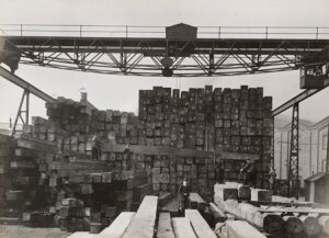 10451616
&copy; National Railway Museum
Timber at Doncaster works, South Yorkshire, c 1916.