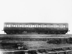 10405218
&copy; National Railway Museum
GSWR ten compartment, non-corridor third class carriage, 1910s.