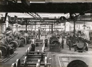 10451620
&copy; National Railway Museum
Wheel shop at Doncaster works, South Yorkshire, c 1916.