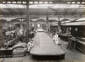 10451621
&copy; National Railway Museum
Manufacture of carriages at Doncaster works, South Yorkshire, c 1916.