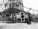 10437322
�Flying Bedstead� after its accident, Hucknall, Nottinghamshire, 1957.