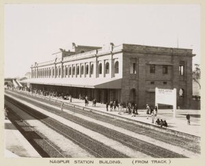 10446222
&copy; National Railway Museum
Platforms at Nagpur Junction, India, c 1930.