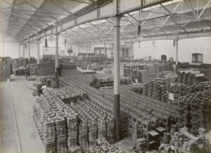 10451633
&copy; National Railway Museum
Warehouse at Doncaster works, South Yorkshire, c 1916.