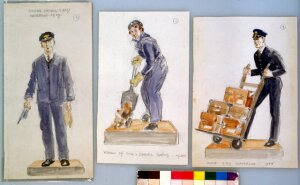 10283136
&copy; NRM - Pictorial Collection
Three sketches of railway workers, c 1940.