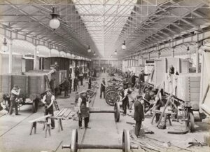 10451636
&copy; National Railway Museum
Wagon building at Doncaster works, South Yorkshire, c 1916.
