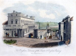 10301639
&copy; NRM - Pictorial Collection
The Brighton Terminus of the London & Brighton Railway, c 1845.