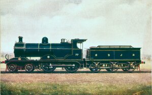 10296342
&copy;
Somerset and Dorset Joint Railway 4-4-0 steam locomotive no 77, 1908.