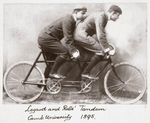 10317046
&copy; Science Museum Archive
C S Rolls and Legard riding a tandem, Cambridge, 1895.