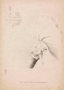 10410947
&copy; Science Museum Pictorial
�The Late Fatal Experiment�, Cocking�s parachute descent, 24 July 1837.