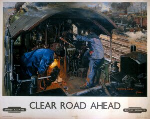 10173361
&copy; NRM - Cuneo Fine Arts
'Clear Road Ahead�, BR poster, 1950s.