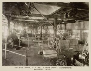 10446168
&copy; National Railway Museum
Inside the machine shop at Manmad Works, India, 1927.