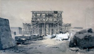 10300574
&copy; NRM - Pictorial Collection
Construction of the Euston Arch, London, January 1838.