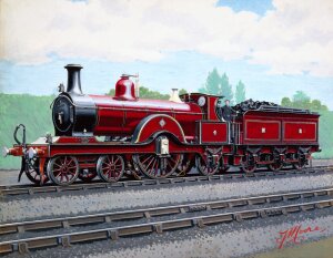 10282881
&copy; NRM - Pictorial Collection
Midland Railway 4-2-2 locomotive No 4, c 1900.