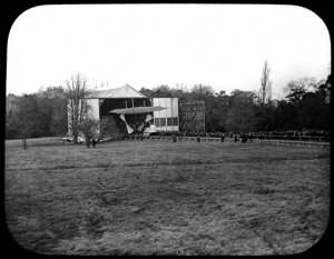 10423893
&copy; Science Museum
Preparing for a ride on Maxim's flying machine, Baldwin's Park, Kent, 1894.