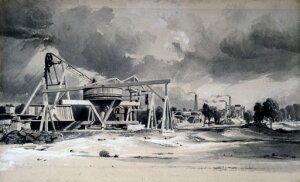 10300794
&copy; NRM - Pictorial Collection
Headgear and pumps at Kilsby Tunnel, Northamptonshire, 16 July 1837.