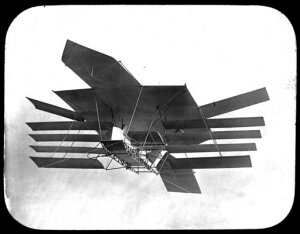 10423894
&copy; Science Museum
An impression of a Maxim multiplaned flying machine in flight, 1890s.