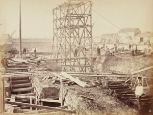 10437895
&copy; Science Museum Archive
Construction of Gloucester Road Station, London, c 1867.