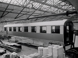 10546982
&copy; National Railway Museum
Coronation train under construction. Doncaster, England, 1937.
